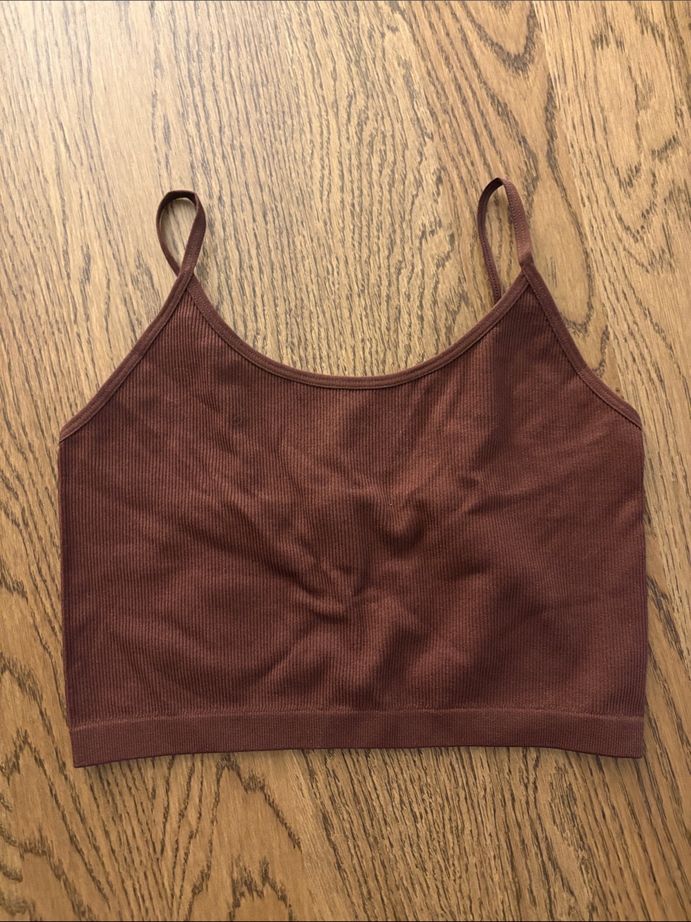 Bozzolo Brown Ribbed Crop Cami Tank